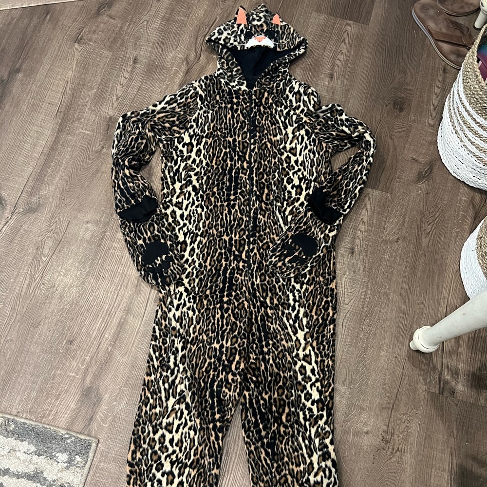 Adult Leopard Onesie Cat Hoodie Medium